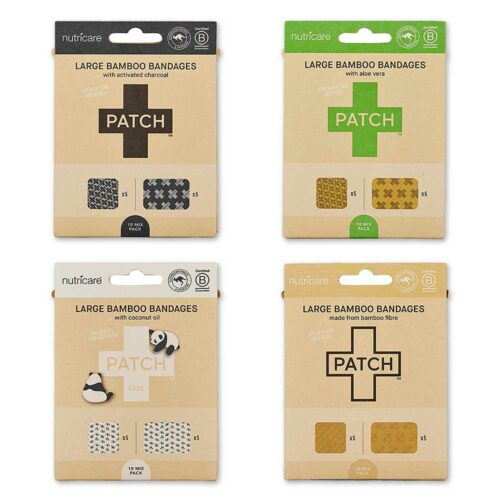 PATCH Bamboo Plasters – Large Square and Rectangles – 10 pack